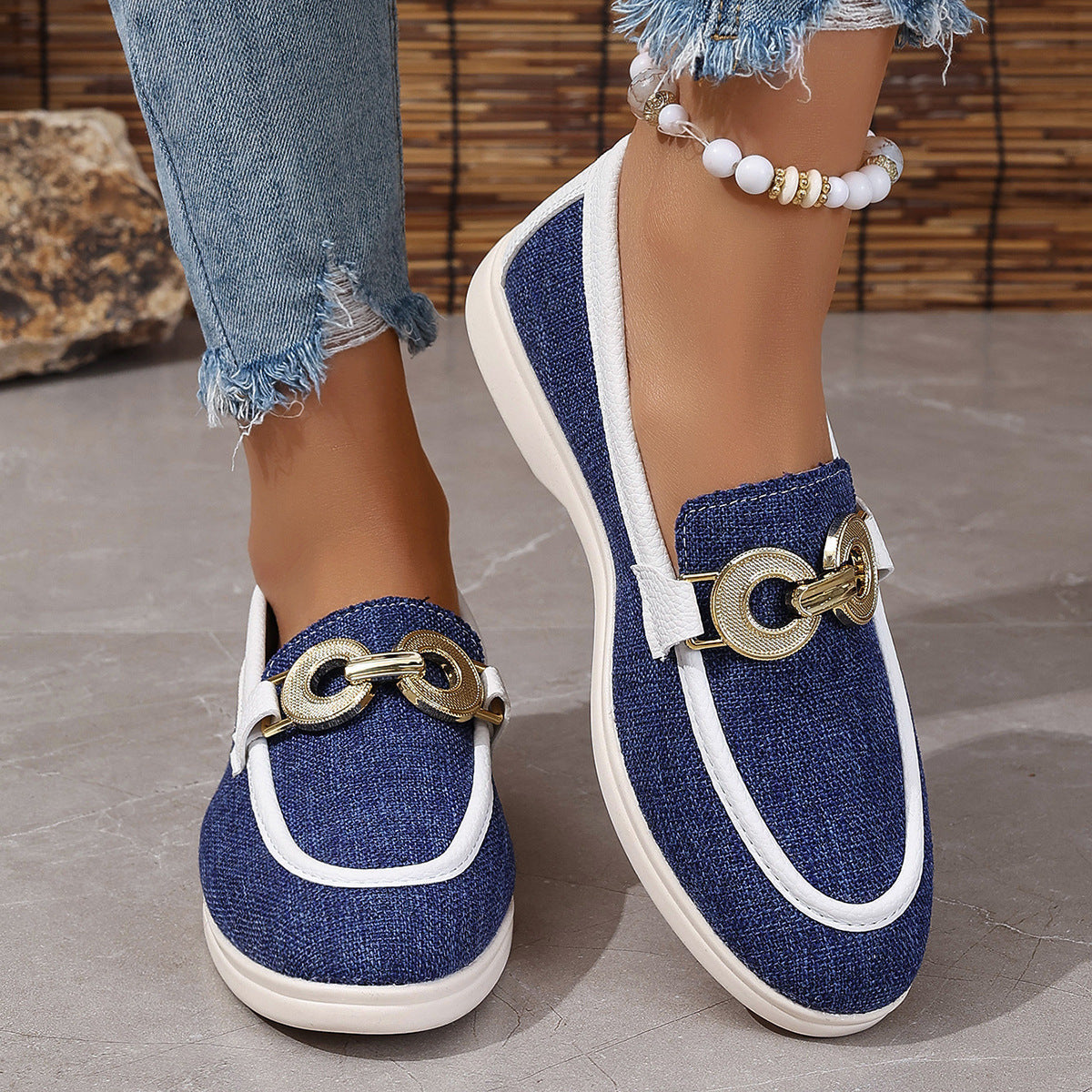 Damen Slipper Elegant Gold Dekoration Comfort - BerlinGlamour