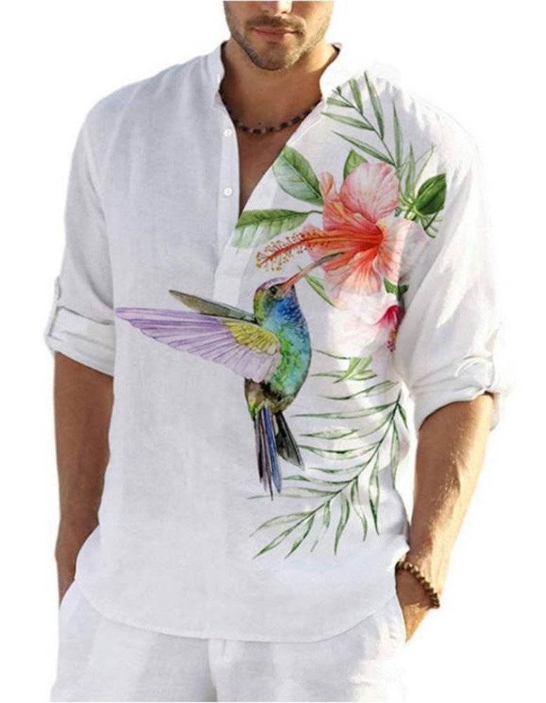 Herren Leinenhemd mit trendigem Druck Berlin Style
