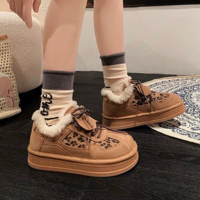 Damen Sneaker Leopardenmuster Fell gefüttert Winter - BerlinGlamour