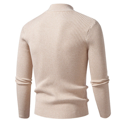 Herren Rollkragenpullover Strukturiert Ripp Optik Modern