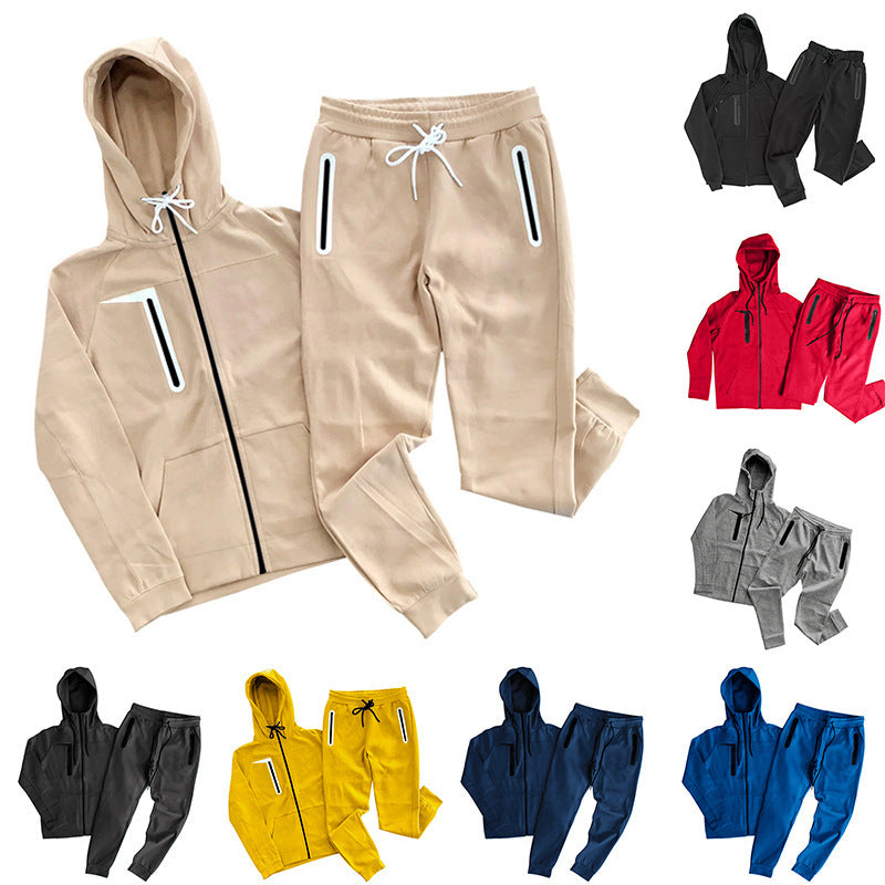 Herren Hoodie-Anzug Sportlich Mit Reißverschlusstaschen Modern