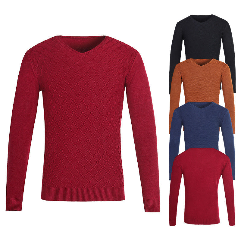 Herren Pullover V-Ausschnitt Struktur Muster Trendig