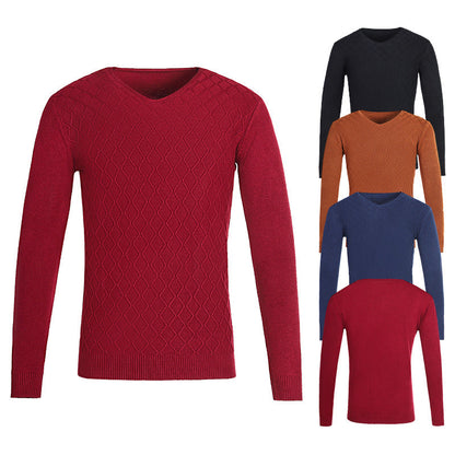 Herren Pullover V-Ausschnitt Struktur Muster Trendig