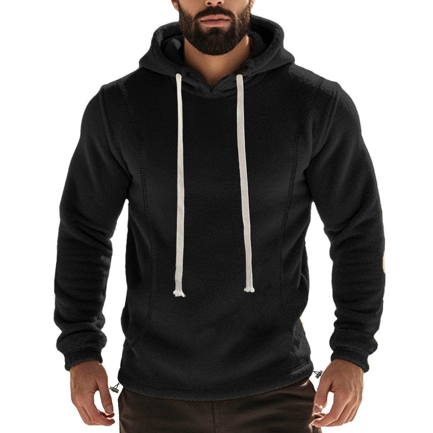 Herren Fleece Pullover Kapuzenjacke Hochkragen Tasche