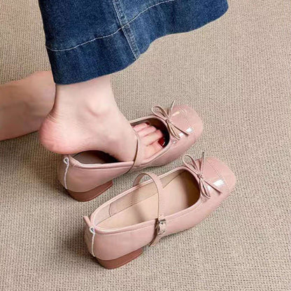 Damen Ballerinas Modern mit Riemchen und Schleife