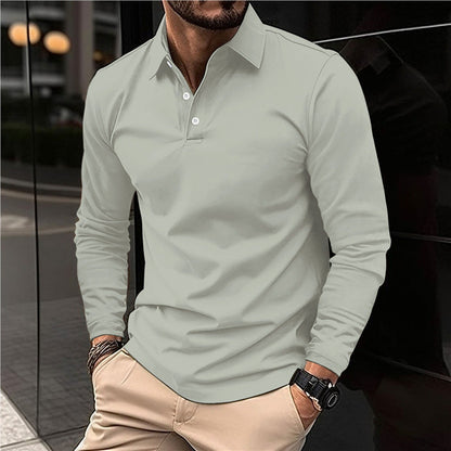 Herren Poloshirt Langarm Modern Kragen Baumwolle Qualität