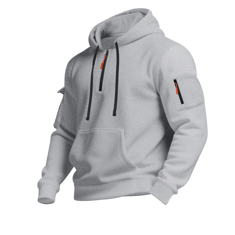 Herren Kapuzensweater Reißverschluss mit Seitentaschen Sportlich