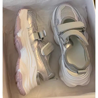 Damen Sneaker Sportlich Atmungsaktiv Netz Struktur