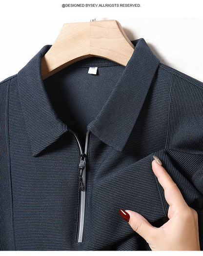 Herren Pullover Langarm mit Reißverschluss und Struktur Optik