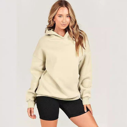 Damen Kapuzenpullover Großgemustert Weich Fleece Oversized