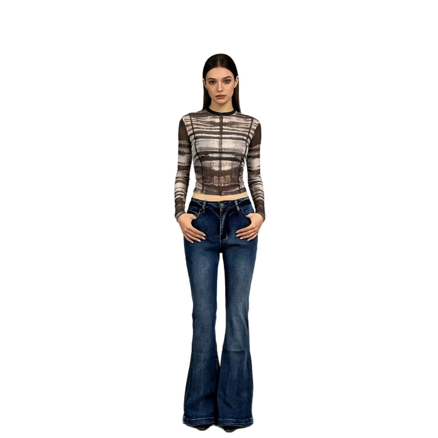 Damen Bluse Elegant Puffärmel Stickerei Kurz