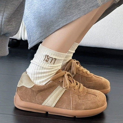 Damen Sneaker Sportlich Veloursleder Bequem Laufsohle