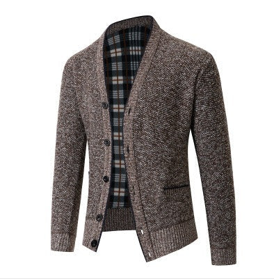 Herren Strickcardigan Karomuster Elegante Oberbekleidung