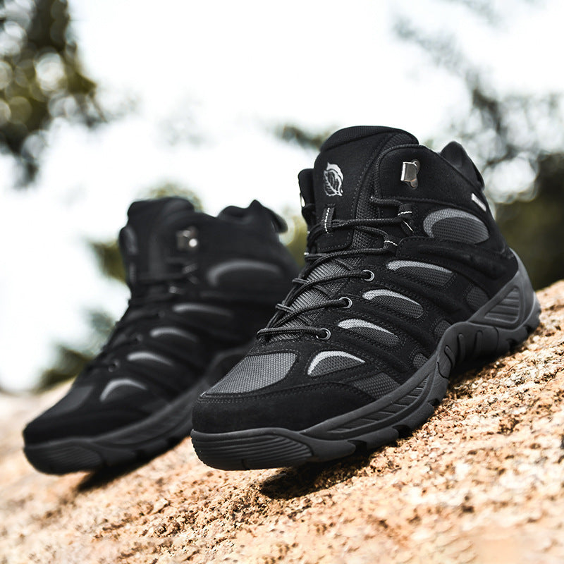 Damen Outdoor-Schnürboots wasserabweisend rutschfest Schwarz