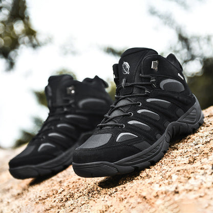 Damen Outdoor-Schnürboots wasserabweisend rutschfest Schwarz