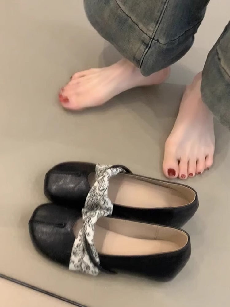 Damen Ballerinas Elegante Lederschuhe Mit Riemen