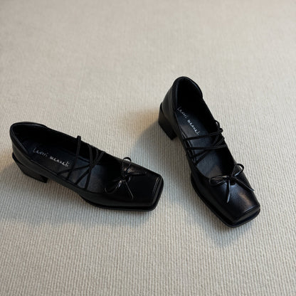 Damen Ballerinas Elegante Schnürung Schleifen Detail