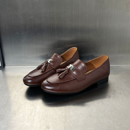 Damen Mokassins Elegante Quaste Schlupfschuhe Schwarz