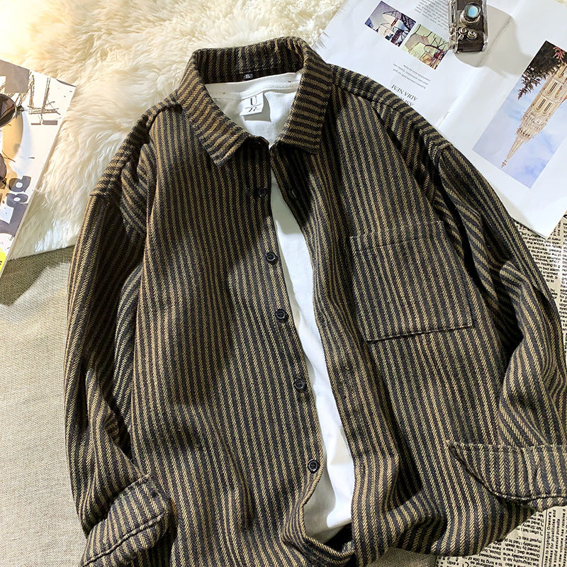 Herren Overshirt Gestreift Modern Casual