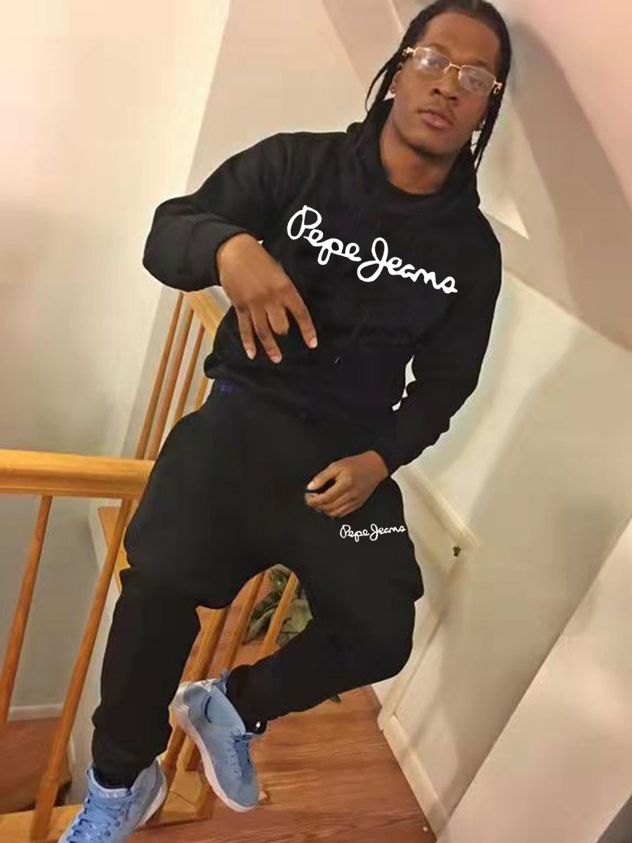 Herren Hoodie Set mit Jogginghose Trendig Grau Schwarz