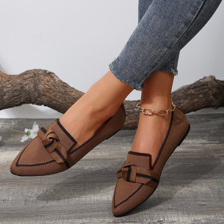 Damen Ballerinas Schick Schleifen Detail Stabiler Boden