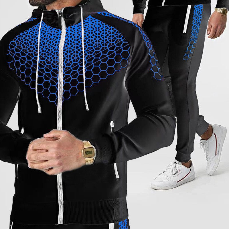 Herren Sportanzug Set Funktionelles Trainingsoutfit Wabenmuster