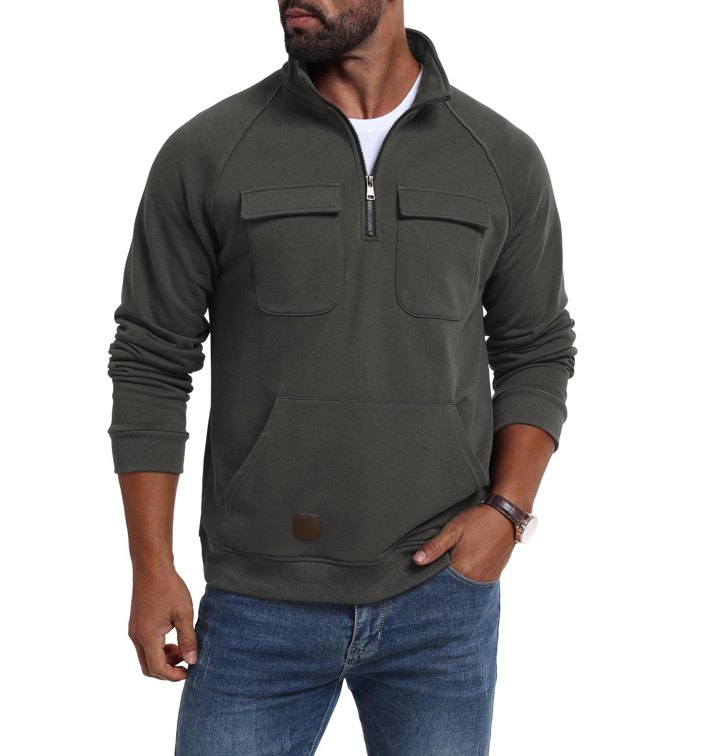 Funktionspullover Herren mit Taschen Sportlich Modern