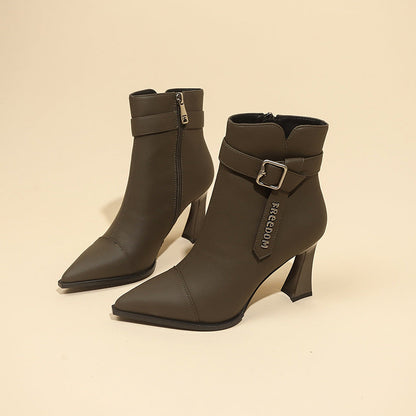 Damen Stiefeletten Hoch Hackenriemchen Schuhe Modern