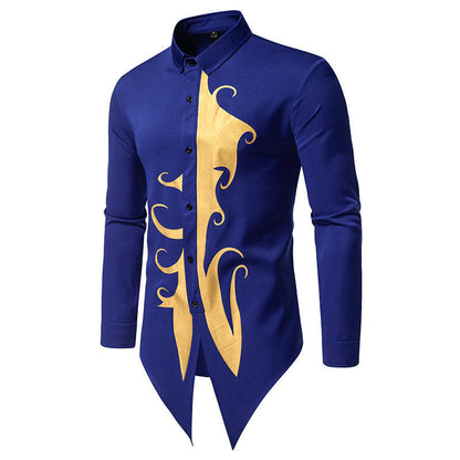 Herren Langarmhemd Elegantes Goldmuster Modern