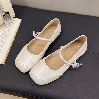 Ballerinas Damen Schmuckdetail Elegante Riemchen Schuhe