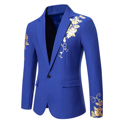 Herren Blazer Elegant Floral Goldfarben Modern