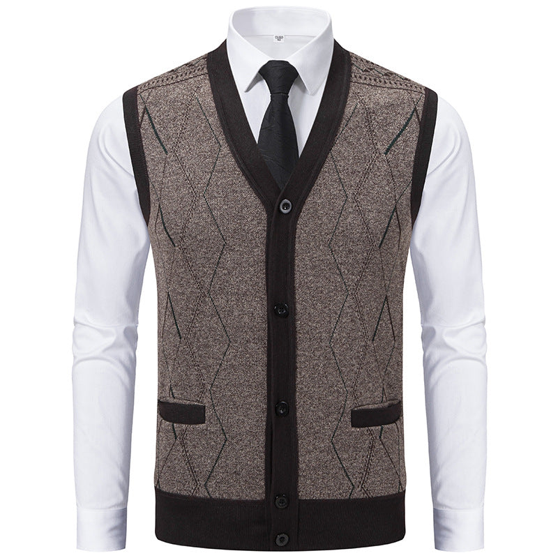 Herren Strickweste Modern mit Muster und Taschen
