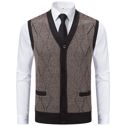 Herren Strickweste Modern mit Muster und Taschen