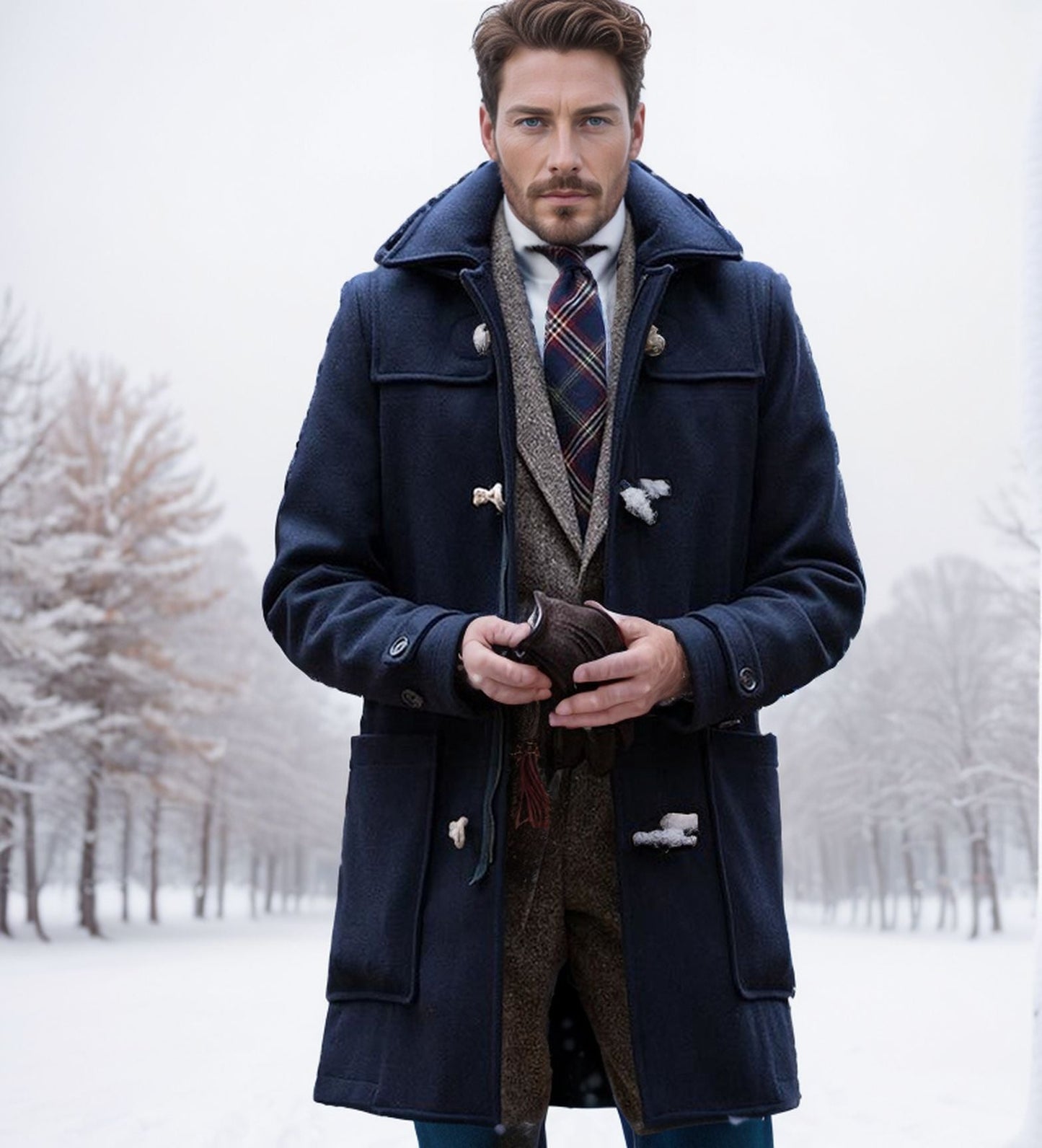 Herren Dufflecoat Klassisch Eleganter Wintermantel