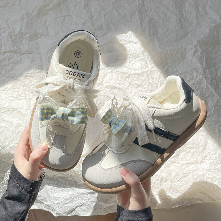 Damen Sneaker Schuhe mit Schleifen Trendig Frauen