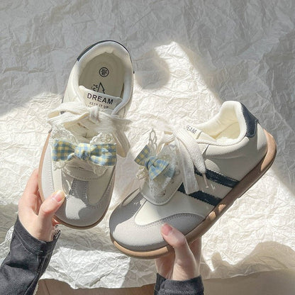 Damen Sneaker Schuhe mit Schleifen Trendig Frauen