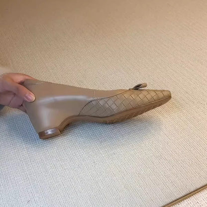 Damen Ballerinas Geflochtene Schuhe mit Schleife Elegant