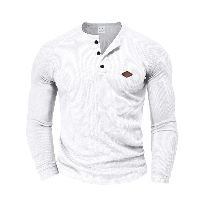 Herren Langarmshirt Modern mit Kragen und Struktur