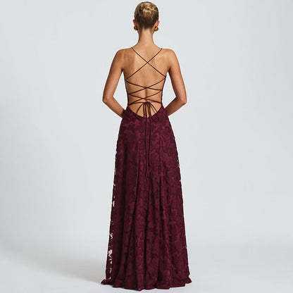 Elegantes Abendkleid Damen Floral Muster Lang