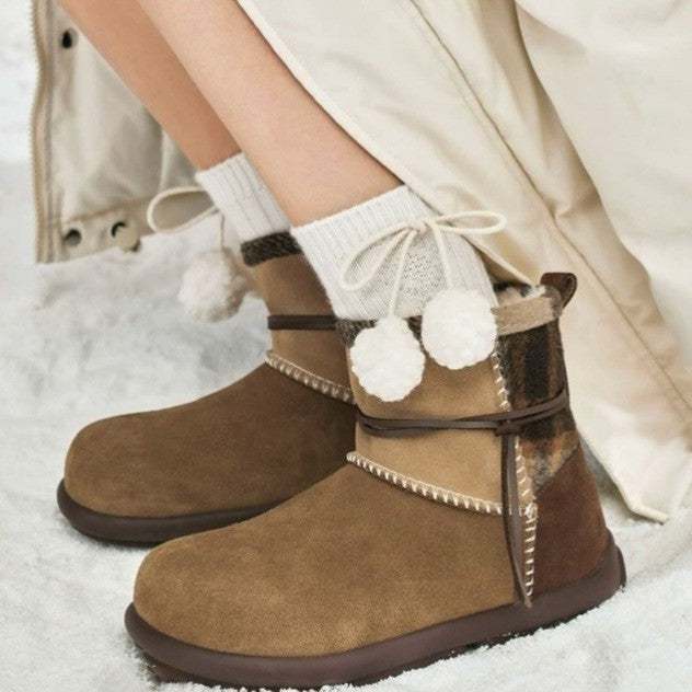 Damen Winterstiefel Weich Karomuster Warm - BerlinGlamour