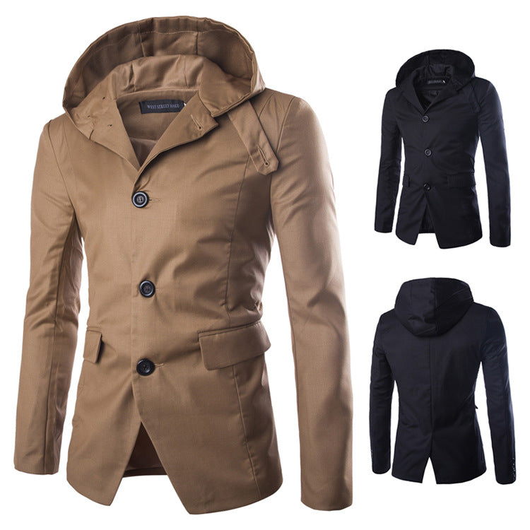 Herren Blazerjacke Modern mit Kapuze Schwarz - BerlinGlamour