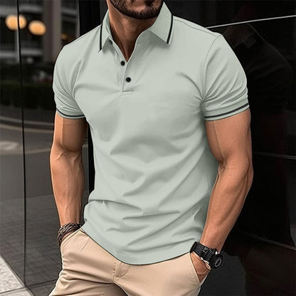 Herren Polohemd Elegant atmungsaktiv mit Kontraststreifen