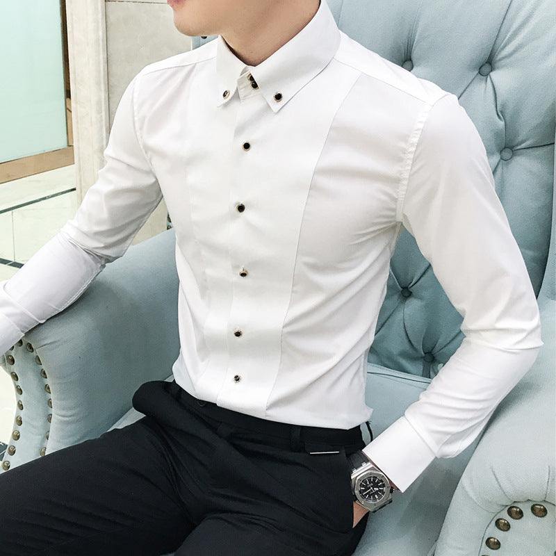 Herren Langarmhemd Elegant Slim Fit mit Knöpfen - BerlinGlamour