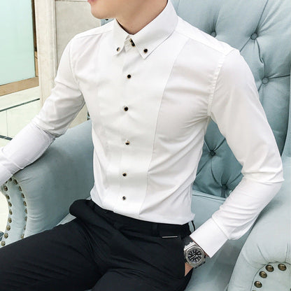 Herren Langarmhemd Elegant Slim Fit mit Knöpfen - BerlinGlamour