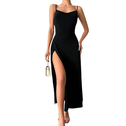 Damen Maxikleid mit Raffiniertem Schlitz und Verstellbaren Spaghettiträgern wird zu: Damen Maxikleid Lang Spitze Verstellbarer Träger