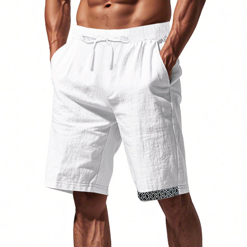 Herren Strandshorts Leinen Bequem Elastisch
