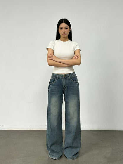 Damen Jeans Weit Bequem Entspannt