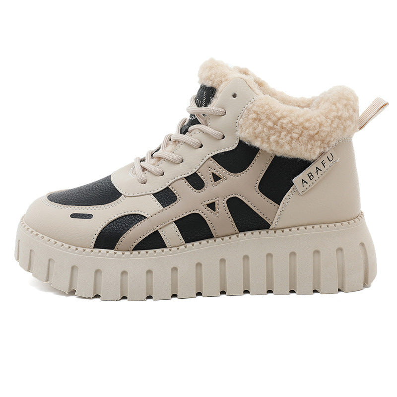 Damen Sneaker High Top Kuschelig Warm mit Robustem Profil
