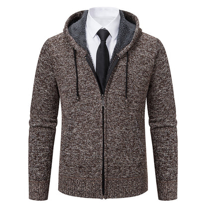 Herren Strickjacke Kapuze Reißverschluss Modern