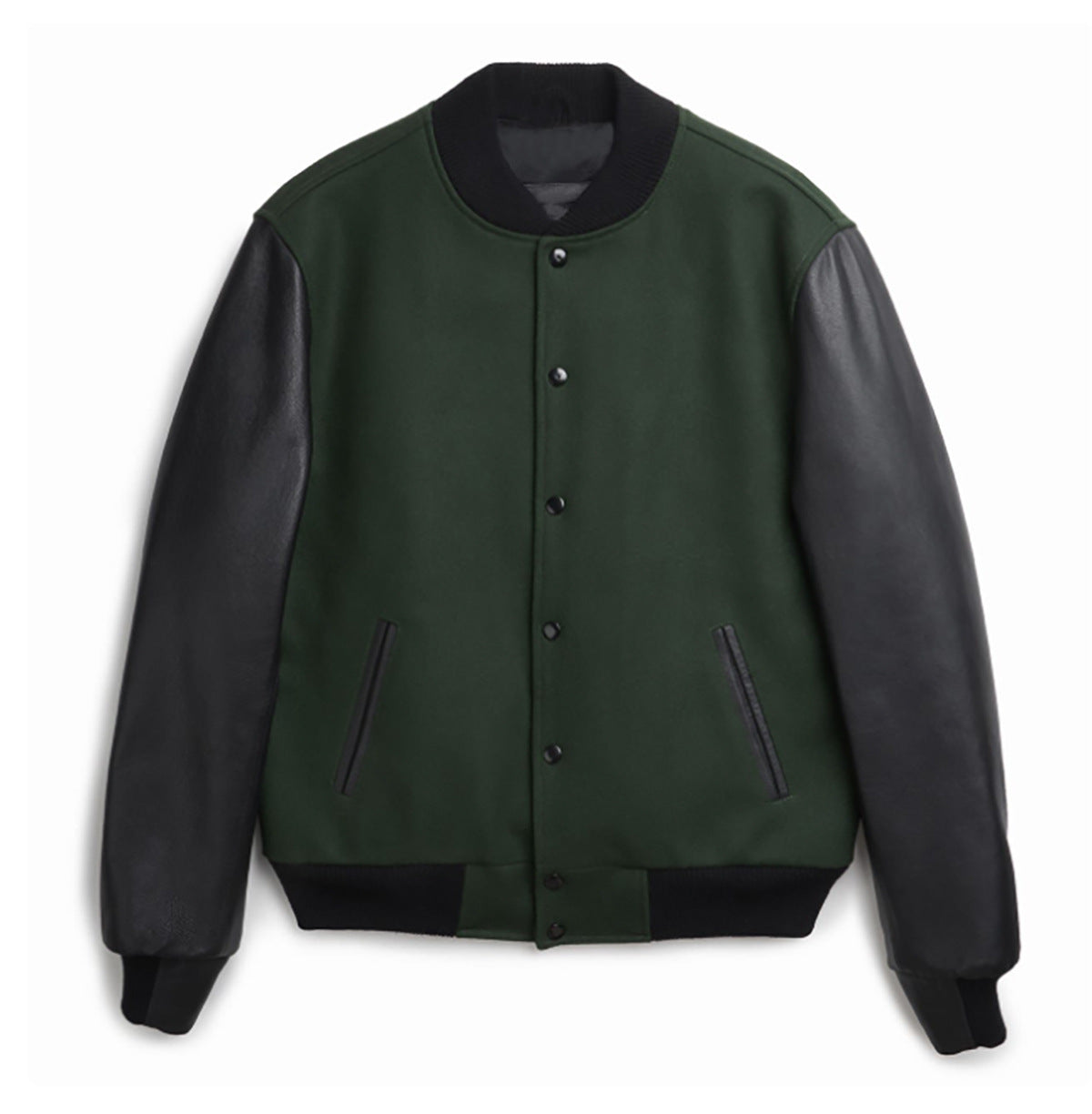 Herren Lederjacke College Style Trendig Schwarz